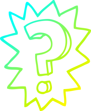 Bir insan tarafından çizilen soru işaretinin soğuk gradyan çizgisi