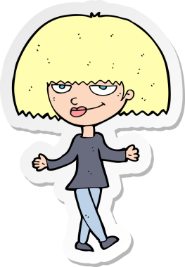 Bir insan tarafından çizilmiş kendini beğenmiş bir karikatür çıkartması.