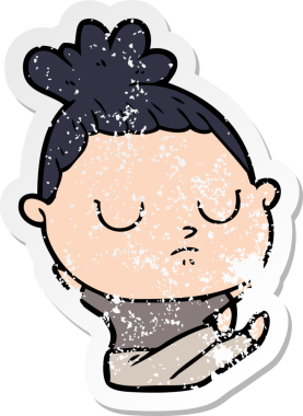 Bir insan tarafından çizilmiş sakin bir karikatür çıkartması.