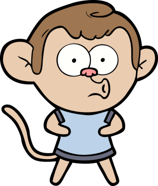 Bir insan tarafından çizilmiş, şaşırmış maymun çizgi filmi.