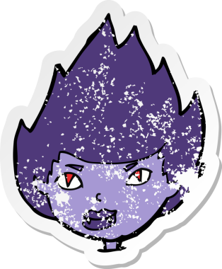 Bir insan tarafından çizilmiş vampir kafasının gerilimli çıkartması.