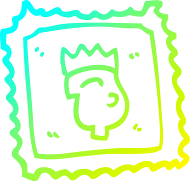 Bir insan tarafından çizilmiş kraliyet yüzlü bir karikatür çizimi.