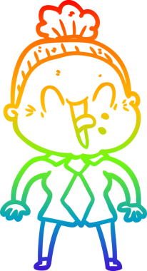 Gökkuşağı gradyan çizgi çizimi Bir insan tarafından çizilmiş mutlu yaşlı kadın