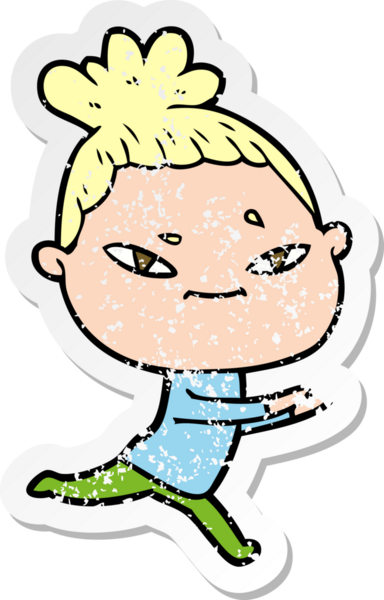 Bir insan tarafından çizilmiş karikatür bir kadının sıkıntılı çıkartması.