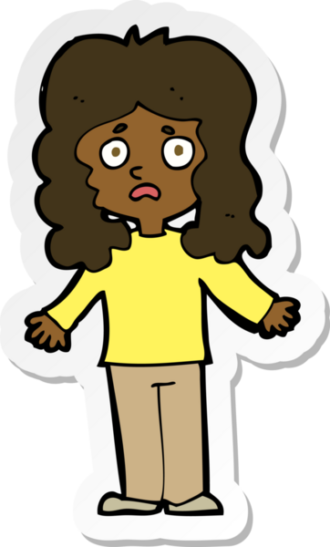 Bir insan tarafından çizilmiş endişeli bir karikatür çıkartması.