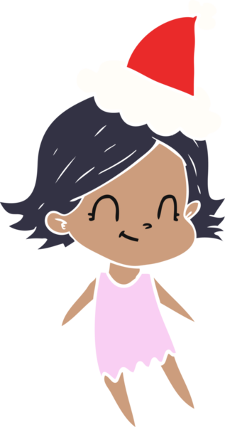 Bir insan tarafından çizilmiş, dost canlısı, Noel Baba şapkası takan bir kızın el resmi.