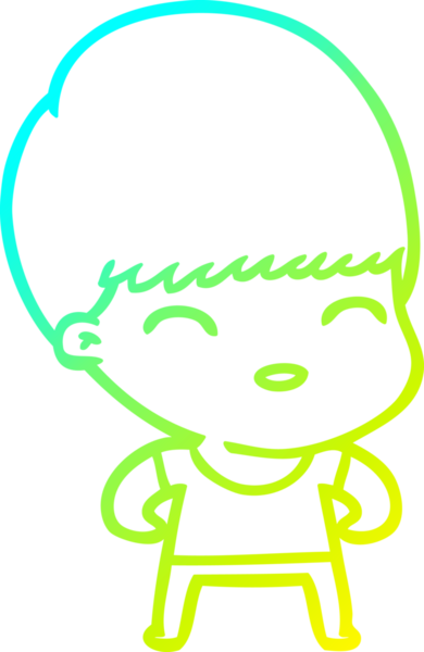 Bir insan tarafından çizilmiş mutlu çizgi film çocuğu çizimi.