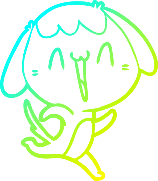 Bir insan tarafından çizilmiş şirin bir çizgi köpeğin soğuk gradyan çizgisi.