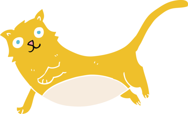 Bir insan tarafından çizilmiş kedinin düz renk çizimi