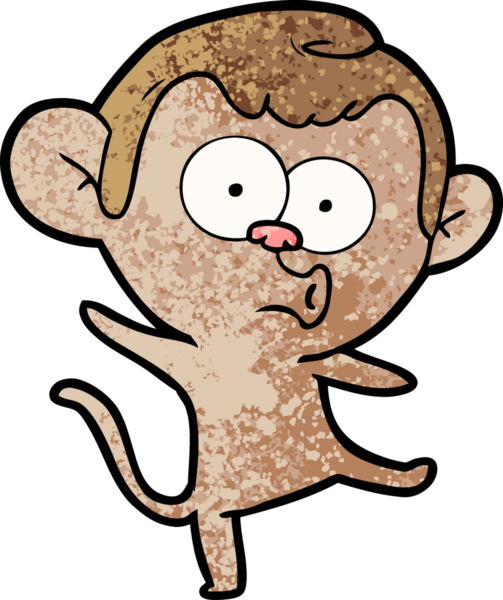 Bir insan tarafından çizilmiş, şaşırmış maymun çizgi filmi.