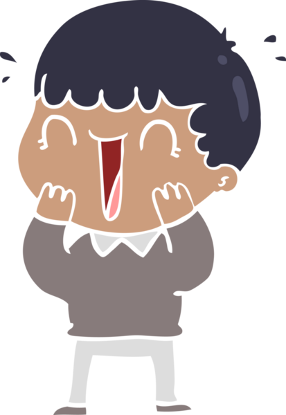 Bir insan tarafından çizilmiş düz renkli karikatür adam.