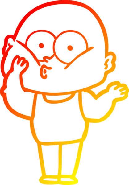 Bir insan tarafından çizilmiş kel bir adamın sıcak çizgi çizimi.