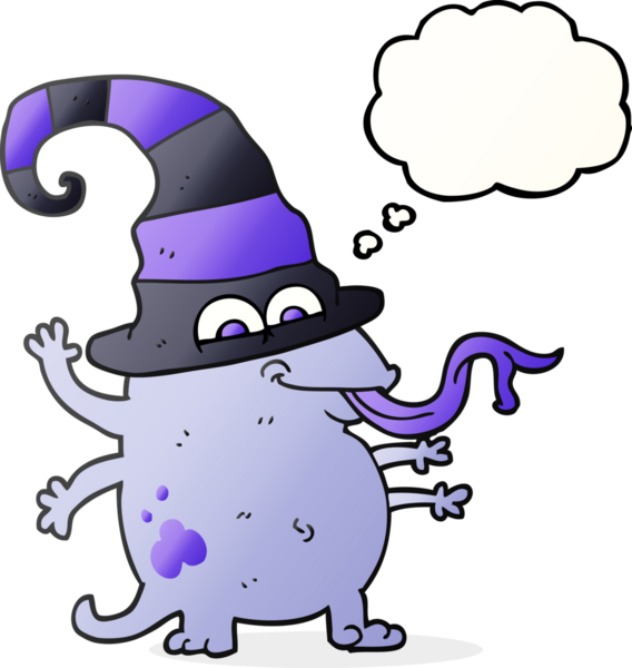 Serbest çizim düşünce balonu karikatürü bir insan tarafından çizilmiş cadılar bayramı uzaylısıName