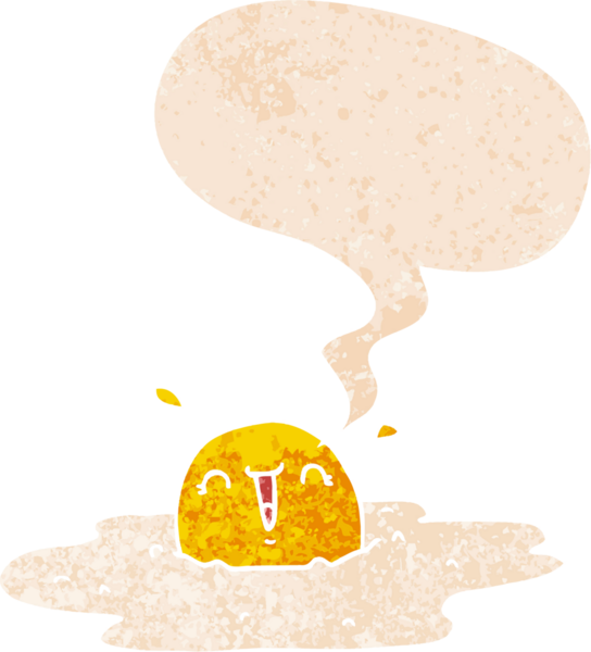 Bir insan tarafından çizilmiş grunge dertli retro tarzı konuşma baloncuklu çizgi film yumurtası