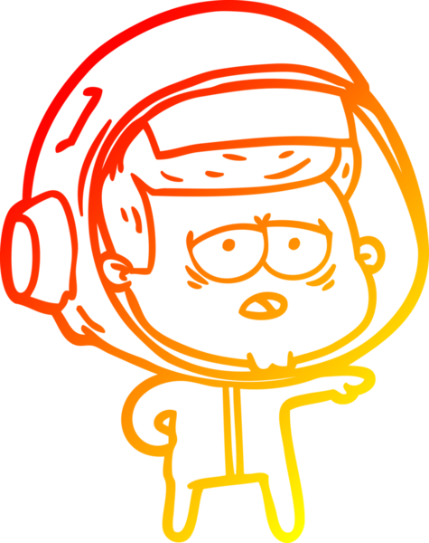 Bir insan tarafından çizilmiş, karikatür, yorgun astronot çizimi.