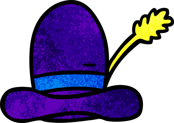 Bir insan tarafından çizilmiş bir çiftçi şapkasının el yapımı karikatürü.