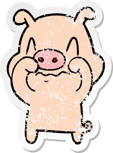 Bir insan tarafından çizilmiş sinirli bir domuzun sıkıntılı çıkartması.