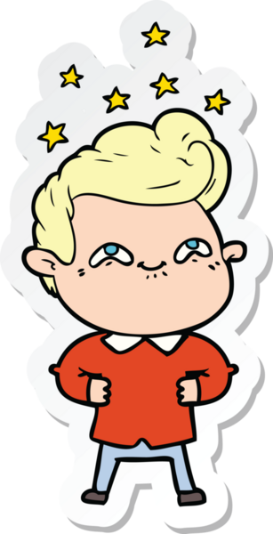 Bir insan tarafından çizilmiş heyecanlı bir adamın çıkartması.