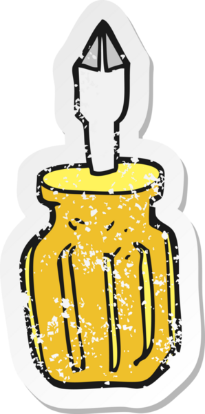 Bir insan tarafından çizilmiş bir karikatür tornavidasının gerilimli yapıştırması.