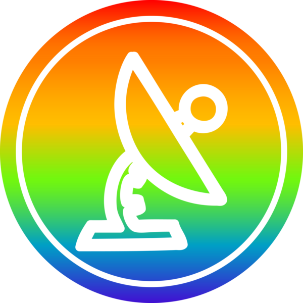 uydu çanağı dairesel simgesi gökkuşağı gradyan bir insan tarafından çizilmiş