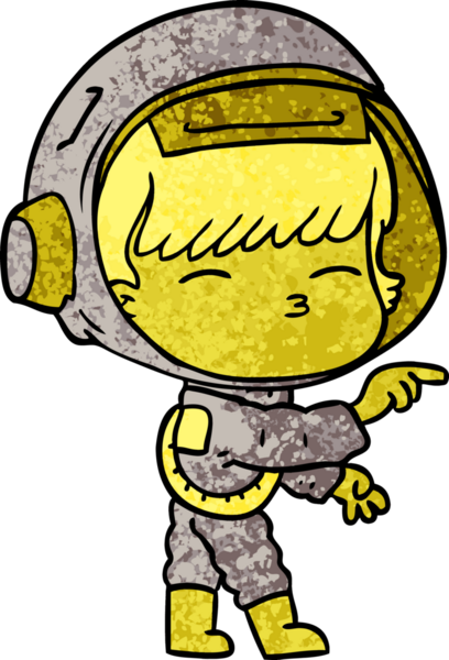 Bir insan tarafından çizilmiş meraklı astronot çizgi filmi.