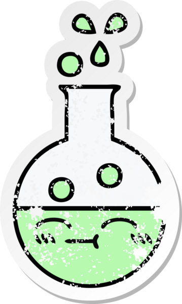 Bir insan tarafından çizilmiş şirin bir çizgi film test tüpünün sıkıntılı çıkartması.