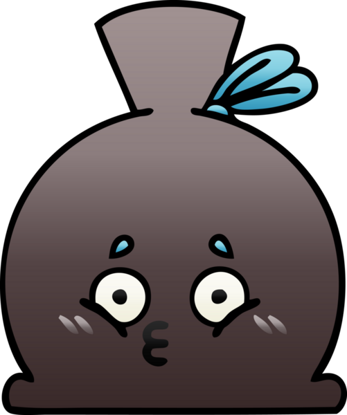 Bir insan tarafından çizilmiş bir çuvalın gölgeli çizgi filmi.