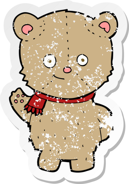 Bir insan tarafından çizilmiş bir ayının gerilmiş çıkartması.