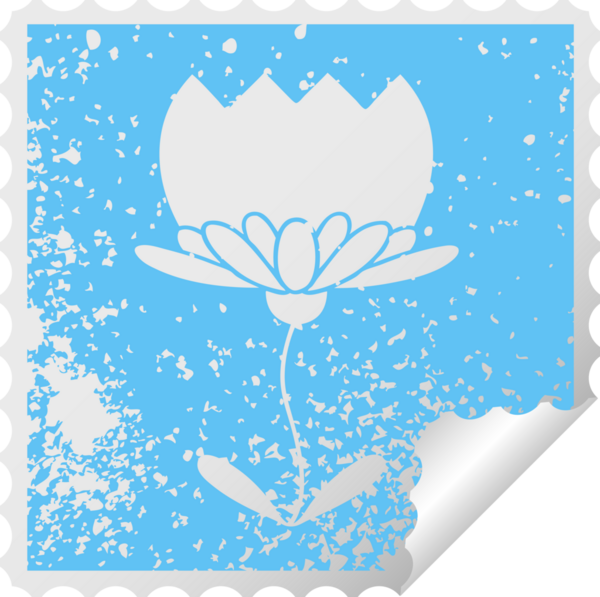 Bir insan tarafından çizilmiş bir çiçeğin kare soyulmuş çıkartması.