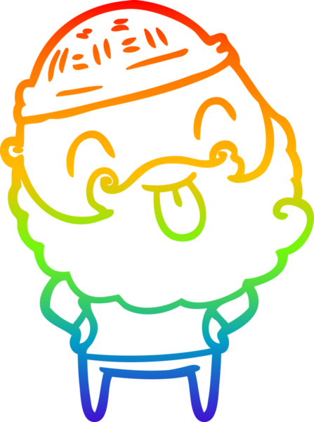 Gökkuşağı gradyan çizgisi sakallı bir adamın bir insan tarafından çizilmiş dili.