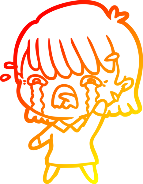 Bir insan tarafından çizilmiş ağlayan çizgi film kızı çizimi.