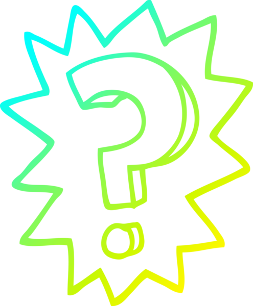 Bir insan tarafından çizilen soru işaretinin soğuk gradyan çizgisi