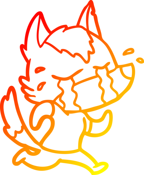 Bir insan tarafından çizilmiş, ağlayan bir kurdun sıcak çizgi çizimi.