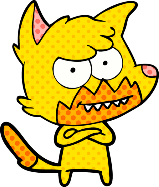 Bir insan tarafından çizilmiş tilki çizgi film karakteri