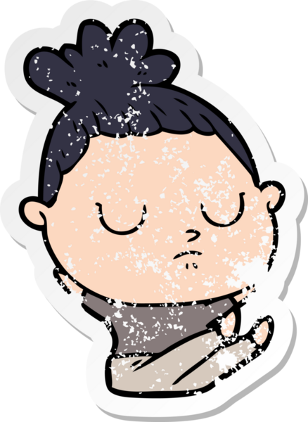 Bir insan tarafından çizilmiş sakin bir karikatür çıkartması.