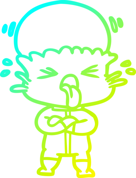 Bir insan tarafından çizilmiş garip bir çizgi film uzaylısının soğuk gradyan çizimi