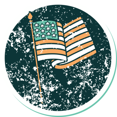 Bir insan tarafından çizilmiş Amerikan bayrağının sembolik dövmeli resmi.