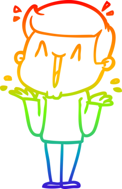 Gökkuşağı gradyanı çizimi bir insan tarafından çizilmiş heyecanlı bir çizgi film