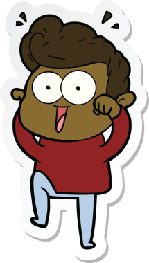 Bir insan tarafından çizilmiş bir karikatür adamın çıkartması.