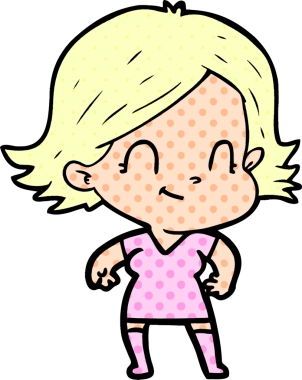 Bir insan tarafından çizilmiş karikatür dostu kız.