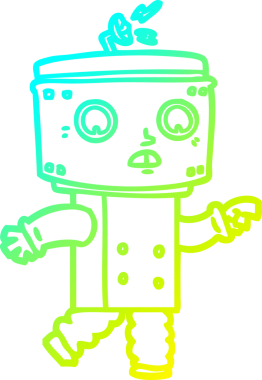 Bir insan tarafından çizilmiş soğuk çizgi robot çizimi.