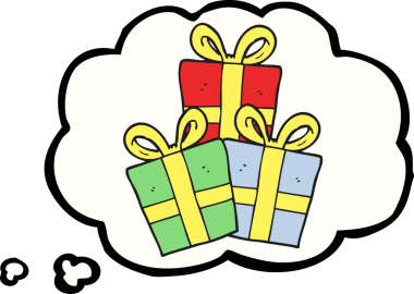 Bir insan tarafından çizilmiş serbest çizim balon karikatür noel hediyeleri