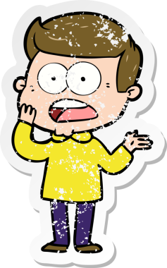 Bir insan tarafından çizilen şok olmuş bir adamın karikatür çıkartması.