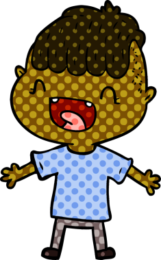 Bir insan tarafından çizilmiş mutlu çocuk çizgi filmi.