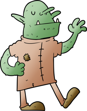 Bir insan tarafından çizilmiş çizgi film cinleri.