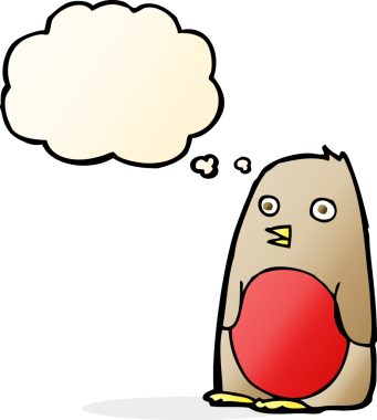 Bir insan tarafından çizilmiş düşünce balonlu çizgi robin.