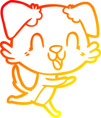 Bir insan tarafından çizilmiş gülen çizgi film köpeğinin sıcak çizgi çizgisi.