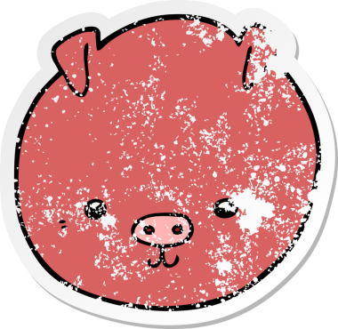 Bir insan tarafından çizilmiş bir domuzun sıkıntılı çıkartması.