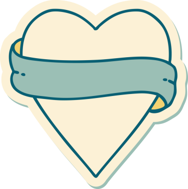 Bir insan tarafından çizilmiş geleneksel bir kalp ve bayrak stili dövme çıkartması.