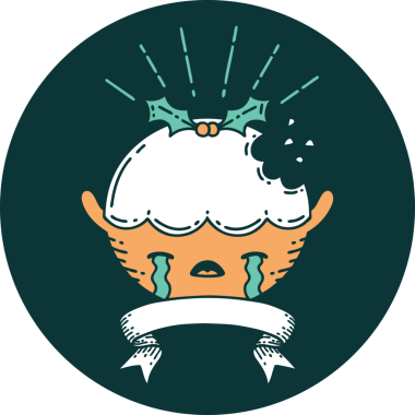 Bir insan tarafından çizilmiş dövme stili bir puding karakteri.